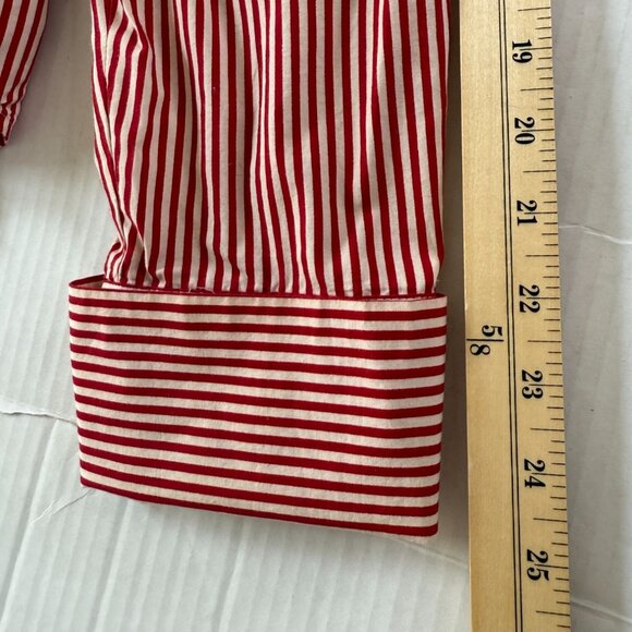 Rena Rowan For Saville Red & White Striped Cotton Button-Up Shirt 20W Office - Picture 8 of 10